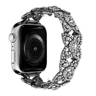 4-Petal Diamond Metal Watch Band For Apple Watch 7 45mm(Black)