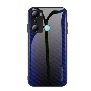 For Infinix Hot 20i Texture Gradient Glass TPU Phone Case(Dark Blue)