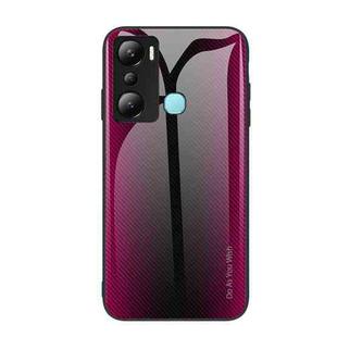 For Infinix Hot 20i Texture Gradient Glass TPU Phone Case(Rose Red)