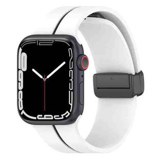 Two Color Folding Buckle Silicone Watch Band For Apple Watch 8 45mm(White+Black)