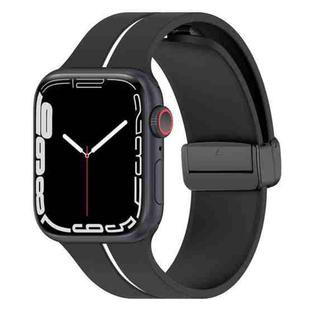 Two Color Folding Buckle Silicone Watch Band For Apple Watch 8 45mm(Black+White)