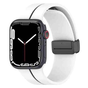 Two Color Folding Buckle Silicone Watch Band For Apple Watch SE 40mm(White+Black)