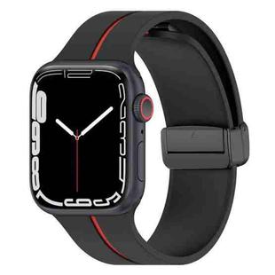 Two Color Folding Buckle Silicone Watch Band For Apple Watch 5 44mm(Black+Red)