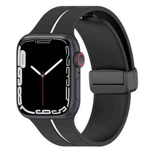 Two Color Folding Buckle Silicone Watch Band For Apple Watch 3 42mm(Black+White)