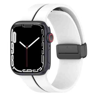 Two Color Folding Buckle Silicone Watch Band For Apple Watch Ultra 2 49mm(White+Black)