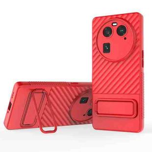 For OPPO Find X6 5G Wavy Texture TPU Phone Case with Lens Film(Red)