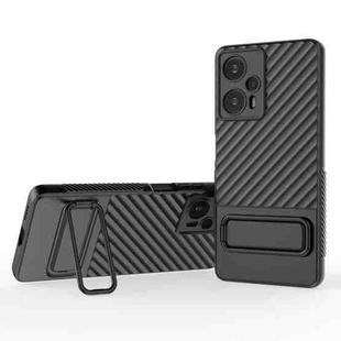 For Xiaomi Redmi Note 12 Turbo Wavy Texture TPU Phone Case with Lens Film(Black)