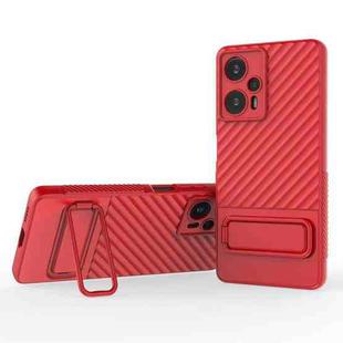 For Xiaomi Poco F5 Wavy Texture TPU Phone Case with Lens Film(Red)