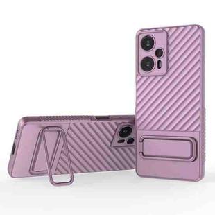 For Xiaomi Poco F5 Wavy Texture TPU Phone Case with Lens Film(Purple)