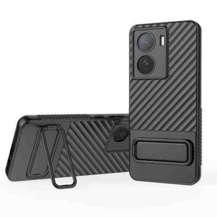 For vivo iQOO Z7 5G Wavy Texture TPU Phone Case with Lens Film(Black)