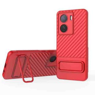 For vivo iQOO Z7 5G Wavy Texture TPU Phone Case with Lens Film(Red)