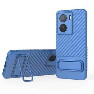 For vivo iQOO Z7 5G Wavy Texture TPU Phone Case with Lens Film(Blue)