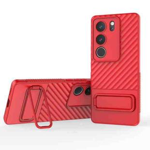 For vivo S17 Pro Wavy Texture TPU Phone Case with Lens Film(Red)