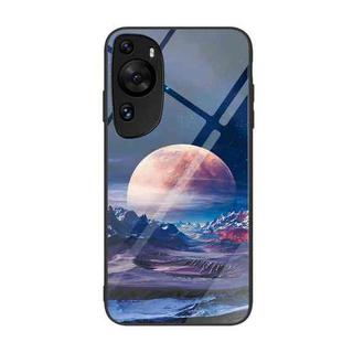 For Huawei P60 Art Colorful Painted Glass Phone Case(Moon Hill)
