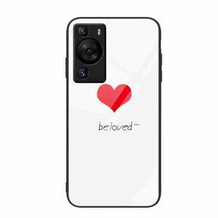 For Huawei P60 Colorful Painted Glass Phone Case(Red Heart)