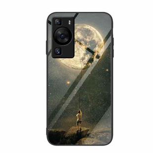 For Huawei P60 Colorful Painted Glass Phone Case(Moon)