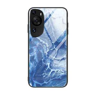 For Huawei P60 Art Marble Pattern Glass Protective Phone Case(Blue Ocean)