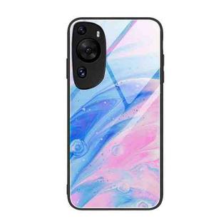 For Huawei P60 Art Marble Pattern Glass Protective Phone Case(Pink)