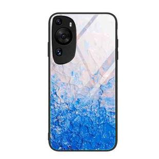 For Huawei P60 Art Marble Pattern Glass Protective Phone Case(Ocean Waves)