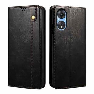 For OPPO A58 4G Oil Wax Crazy Horse Texture Leather Phone Case(Black)