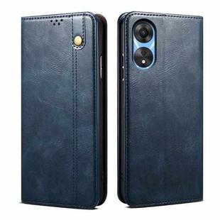 For OPPO A58 4G Oil Wax Crazy Horse Texture Leather Phone Case(Blue)