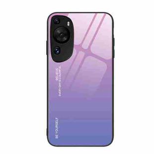 For Huawei P60 Art Gradient Color Glass Phone Case(Pink Purple)