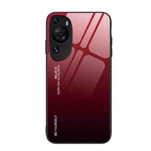 For Huawei P60 Art Gradient Color Glass Phone Case(Red Black)