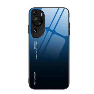 For Huawei P60 Art Gradient Color Glass Phone Case(Blue Black)