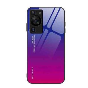For Huawei P60 Gradient Color Glass Phone Case(Purple Red)