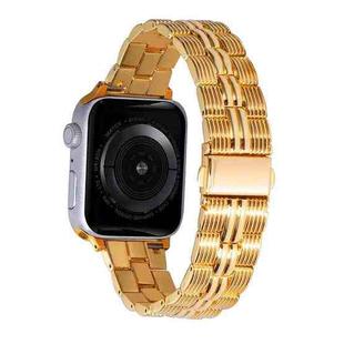 3-Beads Stripe Metal Watch Band For Apple Watch 6 44mm(Gold)