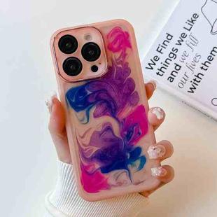 For iPhone 14 Pro Oil Painting Electroplating TPU Phone Case(Pink)