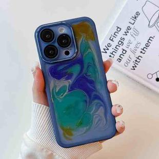 For iPhone 14 Pro Oil Painting Electroplating TPU Phone Case(Blue)