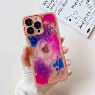 For iPhone 14 Pro Max Oil Painting Electroplating TPU Phone Case(Pink)