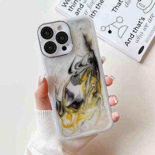 For iPhone 14 Pro Max Oil Painting Electroplating TPU Phone Case(White)