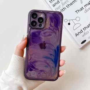 For iPhone 12 Pro Oil Painting Electroplating TPU Phone Case(Purple)