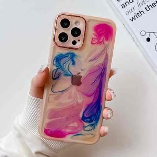For iPhone 12 Pro Max Oil Painting Electroplating TPU Phone Case(Pink)