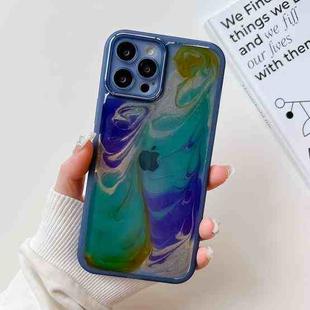 For iPhone 12 Pro Max Oil Painting Electroplating TPU Phone Case(Blue)