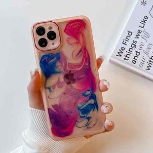 For iPhone 11 Pro Max Oil Painting Electroplating TPU Phone Case(Pink)