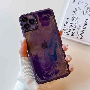 For iPhone 11 Pro Max Oil Painting Electroplating TPU Phone Case(Purple)
