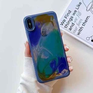 For iPhone XS Max Oil Painting Electroplating TPU Phone Case(Blue)