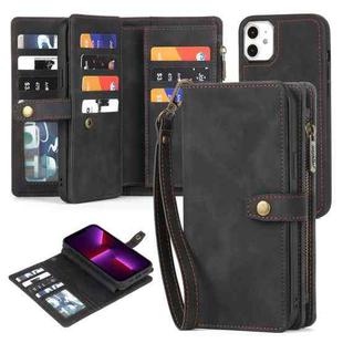 For iPhone 11 Zipper Wallet Detachable MagSafe Leather Phone Case(Black)