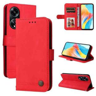 For OPPO A1 5G Skin Feel Life Tree Metal Button Leather Phone Case(Red)