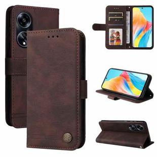 For OPPO A1 5G Skin Feel Life Tree Metal Button Leather Phone Case(Brown)