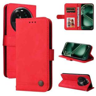 For OPPO Find X6 Skin Feel Life Tree Metal Button Leather Phone Case(Red)