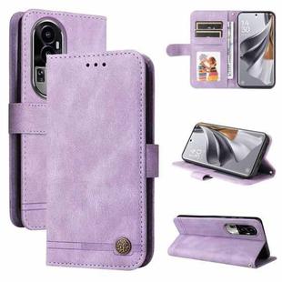 For OPPO Reno10 Skin Feel Life Tree Metal Button Leather Phone Case(Purple)