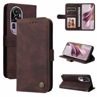 For OPPO Reno10 Pro+ Skin Feel Life Tree Metal Button Leather Phone Case(Brown)