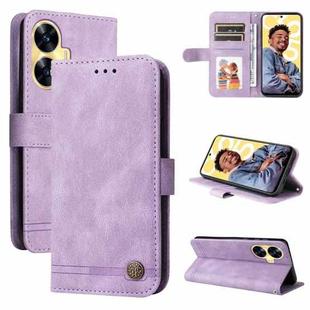 For Realme C55 Skin Feel Life Tree Metal Button Leather Phone Case(Purple)