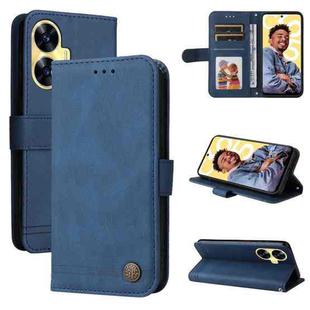 For Realme C55 Skin Feel Life Tree Metal Button Leather Phone Case(Blue)