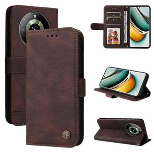 For Realme 11 Pro / 11 Pro+ Skin Feel Life Tree Metal Button Leather Phone Case(Brown)