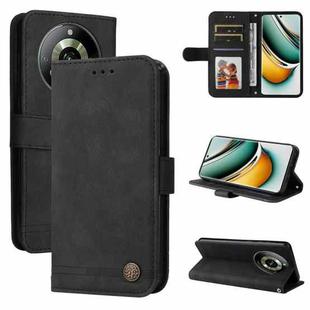 For Realme 11 Pro / 11 Pro+ Skin Feel Life Tree Metal Button Leather Phone Case(Black)